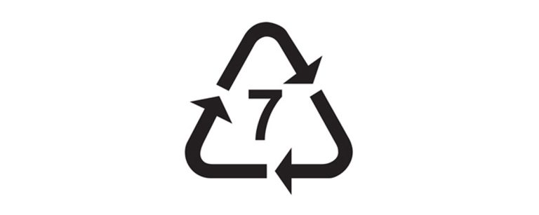 Recycling-Symbol für Kunststoffart 7 mit Nummer 7.