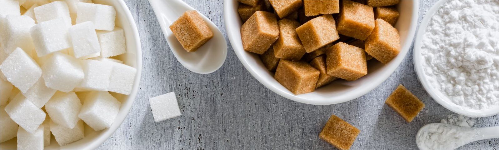 suiker-groot Würfelzucker und Puderzucker für gesunde Fitnessernährung.