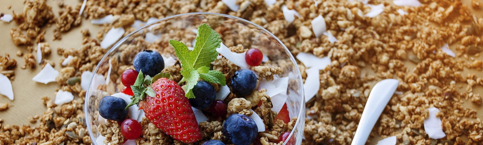Leckeres Granola mit Beeren und Kokosnuss für einen gesunden Start in den Tag.
