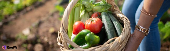 Light spring meal concept with fresh green vegetables and seasonal produce