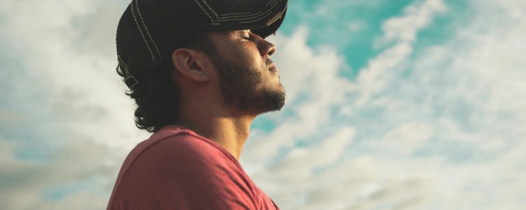 Man performing advanced breathing techniques